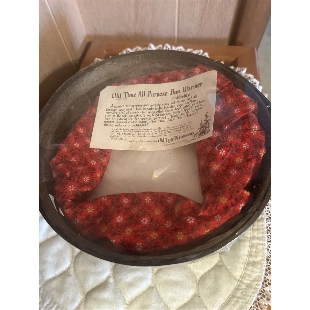 Old‎ Time Discoveries Bun Warmer With Vermont Marble & Split Ash Basket